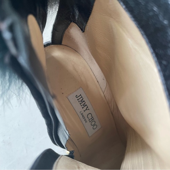 Jimmy Choo Black Velvet Boots With Pom Pom Size EU 38.5 US 8 - Picture 11 of 16